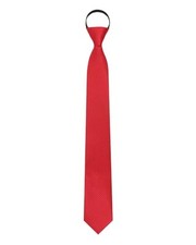 Black Ties for Men, Pre-Tied Adjustable Zipper Tie, 3.15" Solid Color Mens Red