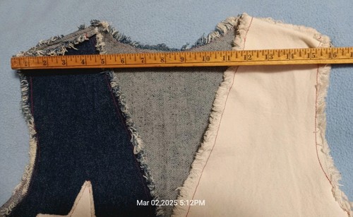 Vintage Texas Flag Vest Denim Patchwork Western Handmade Sz XL Women distressed - Picture 6 of 7