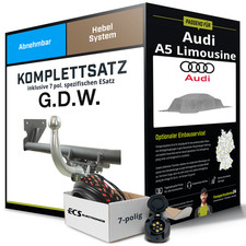 Für AUDI A5 Limousine Typ FU2 Anhängerkupplung abnehmbar +eSatz 7pol 24- NEU