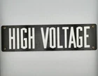 High Voltage Porcelain Enamel Industrial Warning Sign 14" x 3⅞" Black VTG
