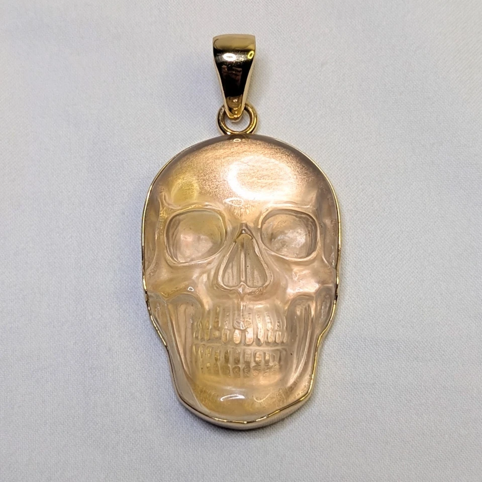 Colgante Calavera Cuarzo Tallado Grande Charles Albert Alquimia Bisel Dorado Ajuste Foto 2 de 4