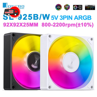 JONSBO SL-925 92mm ARGB Case Fan 4PIN PWM Silent Cooling 800-2200RPM Black/White