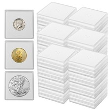 60 Pcs Coin Holders for Collectors, Clear Cases 20/25/30/35/40mm, White