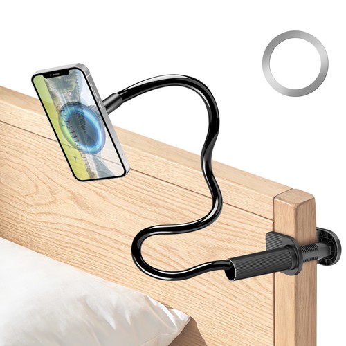 Magnetic Phone Holder for Bed Desk 360° Adjustable Gooseneck iPhone Clamp Mount