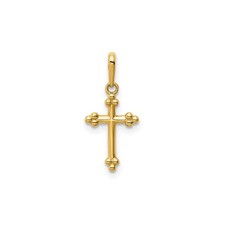 14k Yellow Gold Budded Cross Pendant Christian Catholic Trinity Charm Religious