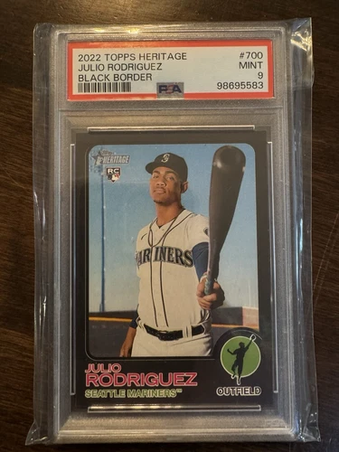 2022 Topps Heritage High Number Black Border Julio Rodriguez SP/50 PSA 9 Mint