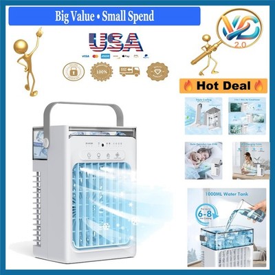 3-in-1 Portable Air Conditioner Fan Humidifier 1000ML Water Tank Gray