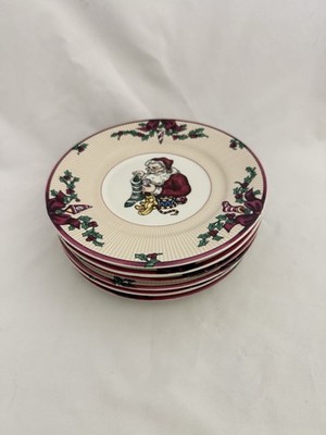 Fitz And Floyd Santa s List 6  Saucers Set Of Six
