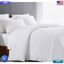 Bluemoon Homes Cotton Duvet Covers Queen Size Zipper Series White Queen 5 Piece