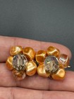 Vintage Cluster Earrings Lot Peach Coral,Green Glass Beads Aurora Borealis Clip — photo 10