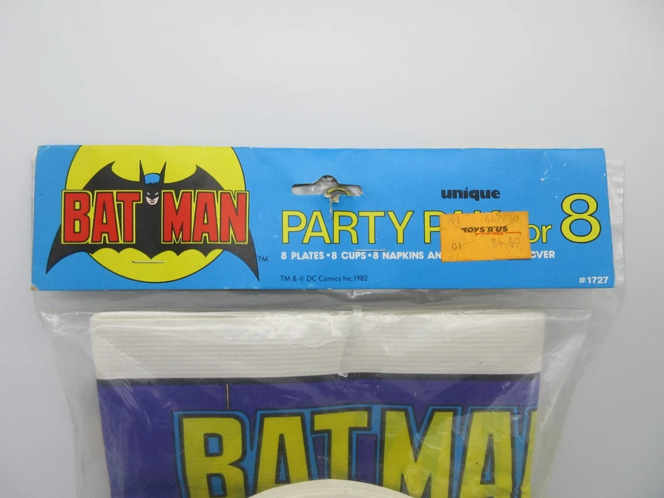Vintage Batman Party Pak para 8 DC Comics [Exclusivo, 1982] Copos Pratos Guardanapos Mais - Imagem 2 de 4