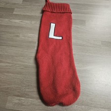 Matalan KNITTED Christmas Stocking Letter/Initial L Red White VGC