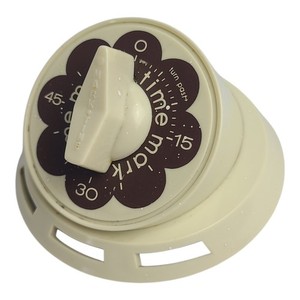 Vintage Mark Time Kitchen Counter Timer 60 Minutes Bell Beige Flower MCM Works