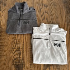 Lot of 2 HELLY HANSEN Medium Men  s 1/4 Zip Fleece Pullover Dark  Light Gray