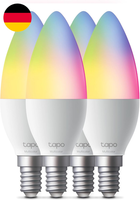 Tapo L430C(4-Pack) Smarte Wlan GlüHbirne E14, 470 Lumen, 16 Mio. Farben, Dimmbar
