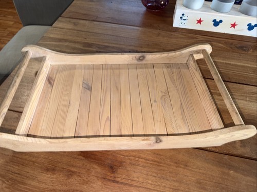 Habdmade Wood Slat Tray Hand Made In Poland 20.5” X 10.5” X 2.75”