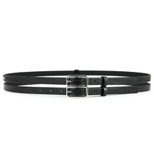 RISANTRY Double Buckle Black Belt XL: Fit Waist Size 39"-43", Silver
