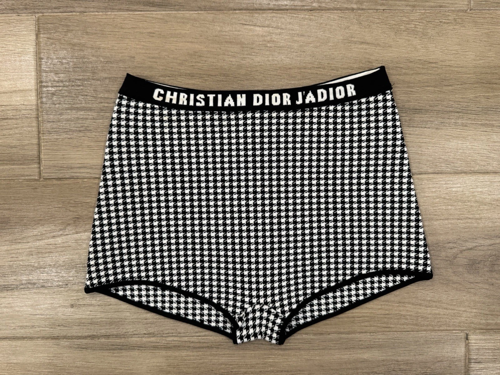 Dior — Christian Dior Women's Houndstooth Knit Briefs MEDIUM Black Checkered Designer