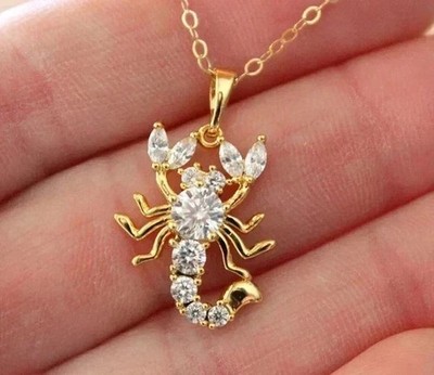 2Ct Round Cut Lab Created Diamond Scorpio Shape Pendant 14k Yellow Gold Plated