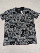 RTA Shirt Mens XL Black Bandana Paisley Patch...