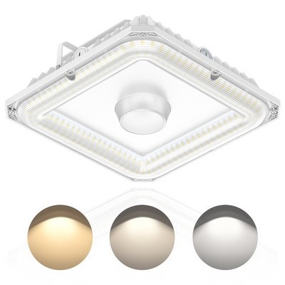 60W LED Ceiling Lamps Canopy Light with Photocell, Adjustable CCT To Garage Shop
