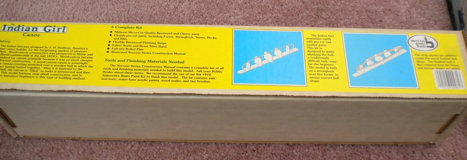 The Indian Girl Canoe All Wood Model 1:12 Scale Midwest Products USA Used - Image 3 of 4