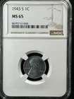 1943-S 1C  Lincoln Wheat One Cent NGC MS65   8699719-068