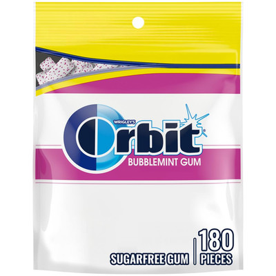 Gum Bubblemint Sugar Free Chewing Gum Bulk, 180 Piece Resealable Bag, Bubble Gum