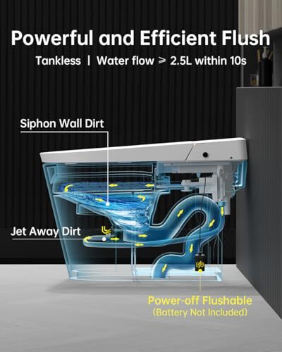 Smart Toilet Bidet,Auto Open/Close lid,Blackout G20 ● Tankless/LED Display - Picture 4 of 7