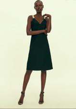 Zara Dress With Contrasting Straps Black V Neck Medium