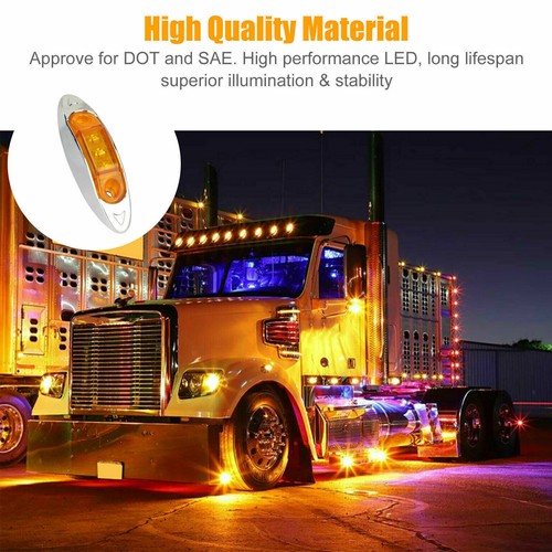 4" 3 LED Side Marker Clearance Lights Amber for Truck Trailer RV Waterproof - Picture 5 of 10