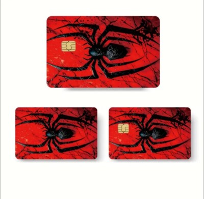 3 pc Durable PVC Privacy Stickers Spider Credit Card, Debit Card Skins