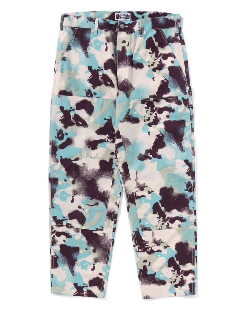 A BATHING APE Men's MAP CAMO RELAXED FIT WORK PANTS 1L30152001 z