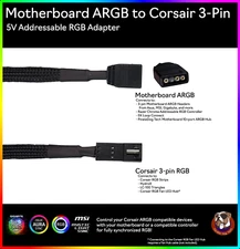 Motherboard RGB (Aura/Mystic Light) to Corsair RGB (3-pin) Adapter