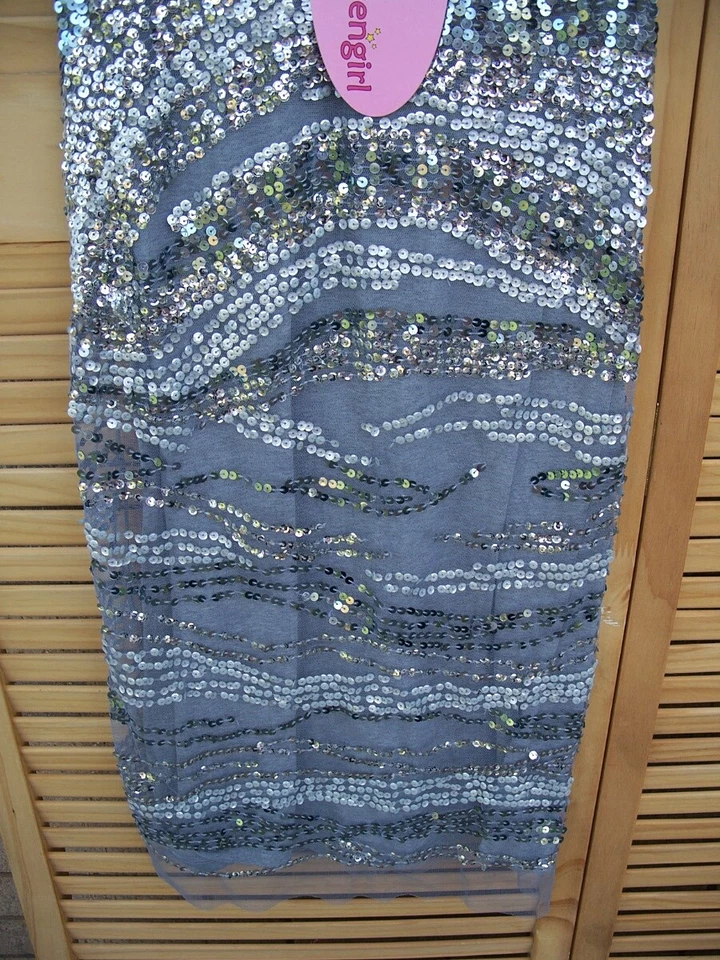 HAVEN GIRL nwt Red Carpet Gray Sequin Marley Dress~Girl's Size L~14~NEW~$92 - Image 2 of 3