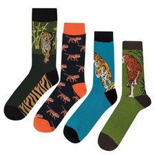 NWT Tiger Dress Socks 4 Pack Novelty Men 8-12 Crazy Fun Sockfly