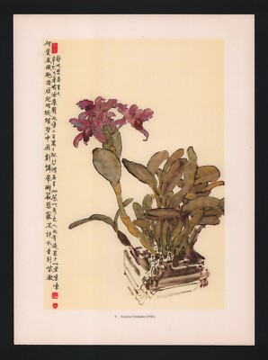 Farb-Druck 1979: Xu Beihong Tusche-Malerei Violette Orchidee 1941