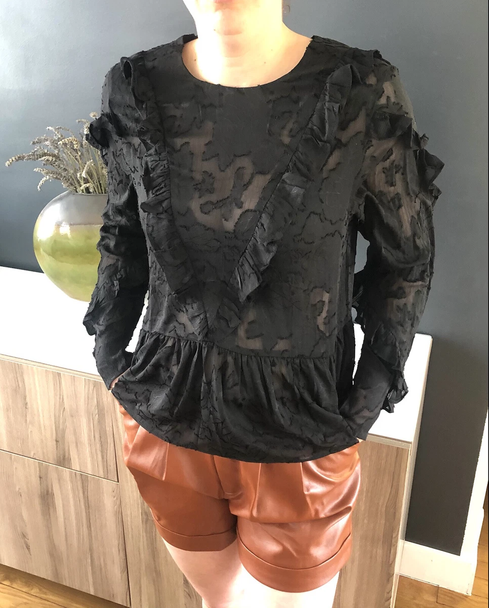 Blouse Noire Manches Longues Transparente Dentelle Femme Neuve Taille L eBay
