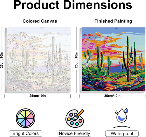 Cactus Paint by Numbers Kit for Adults Beginner with Frame, Fantasy Desert Lands - Picture 4 of 12