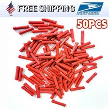 50PCS 22-18 AWG Red Wire Butt Crimp Connectors Insulate Vinyl Terminals