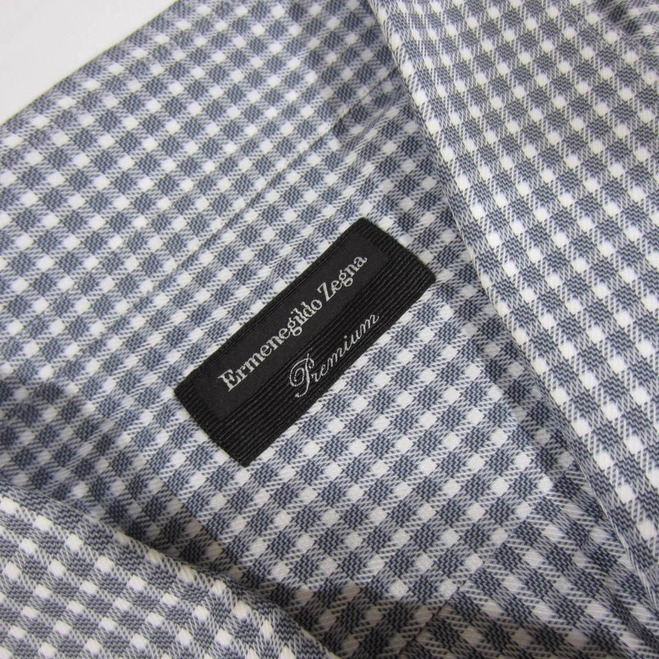 * Camisa Ermenegildo Zegna Etiqueta Negra Premium a Cuadros Manga Larga Puño Francés 17.5 Foto 3 de 4