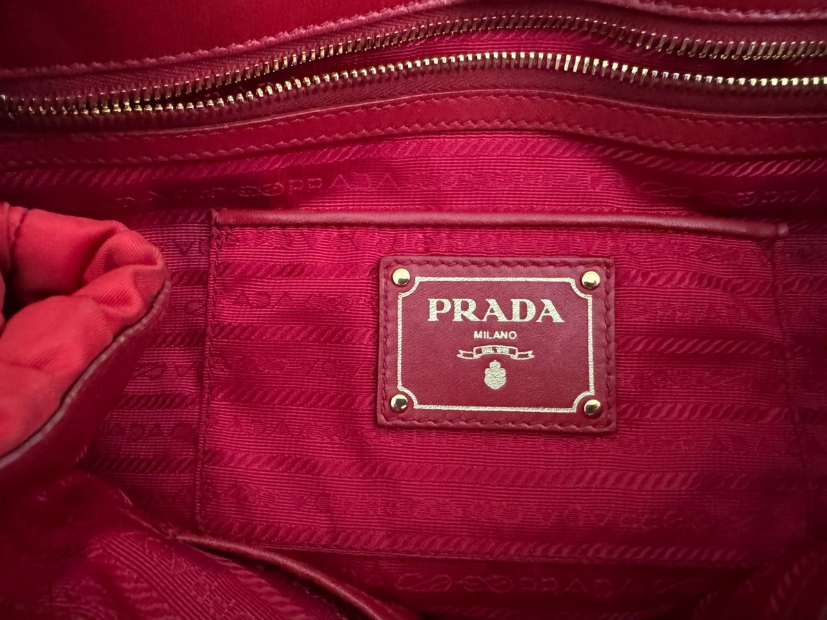 PRADA Tessuto Tote Gaufre Red Nylon Satchel Bag | eBay