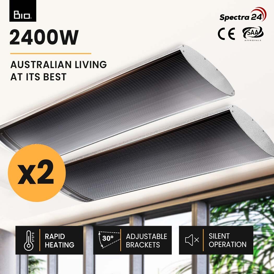 2 X 2400W BIO Outdoor Strip Heater Patio Electric Radiant Panel Bar Wall  Ceiling | eBay