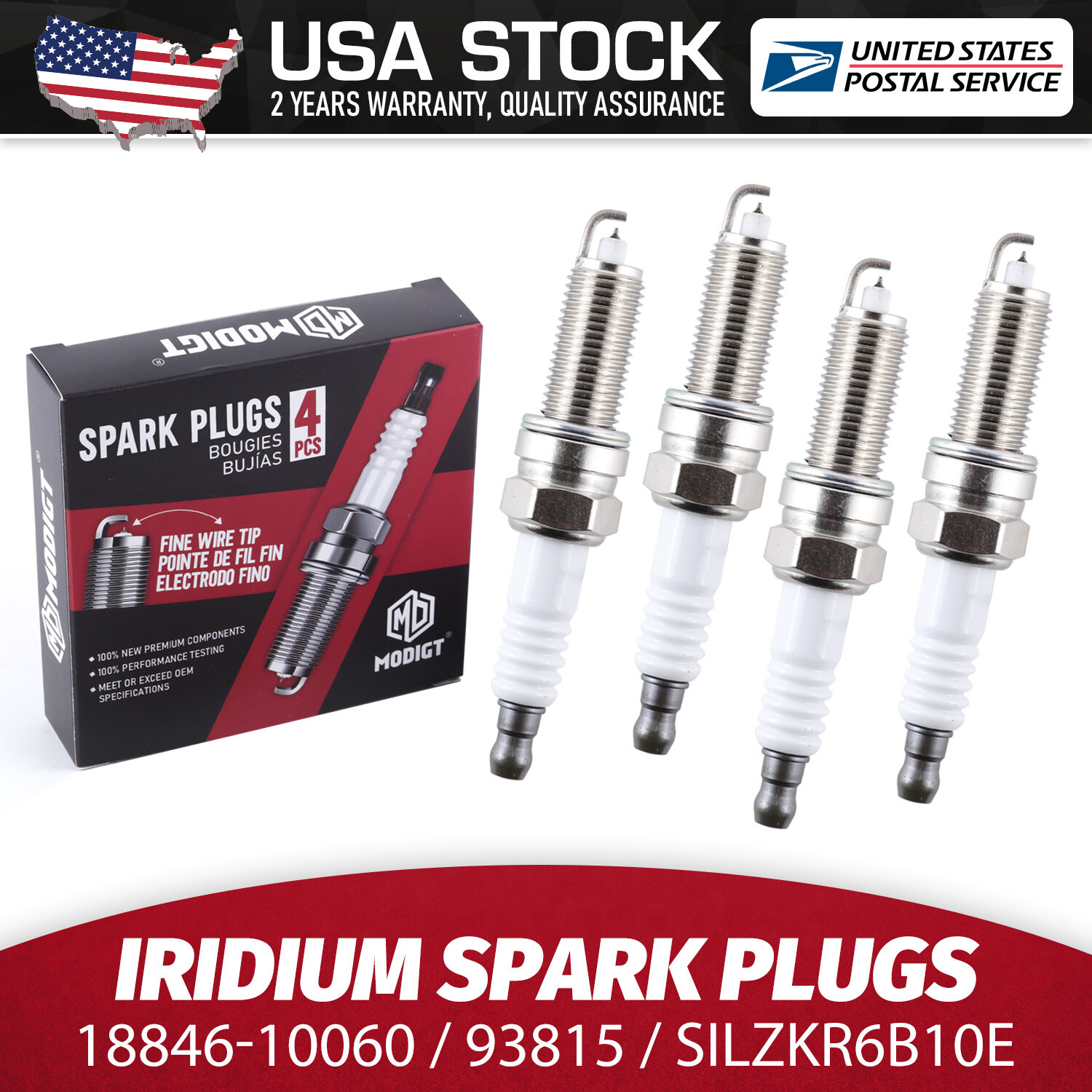 4PCS Iridium 18846-10060 SILZKR6B10E Spark Plugs For Hyundai ACCENT KIA RIO SOUL