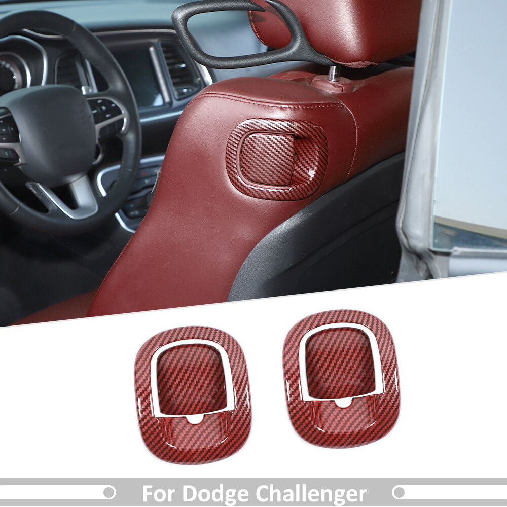 Backrest Seat Handle Cover Trim Accessories Red Carbon For Dodge Challenger 12+