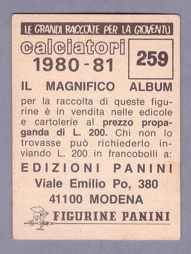 VITO CHIMENTI Como Figurine Calciatori Panini 1980 1981 **leggi**read** #259 - Imagen 2 de 2
