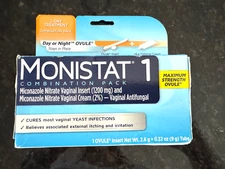 MONISTAT 1 Day Vaginal Antifungal Treatment PLUS CREAM Combo Pack Max Strength