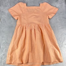 Madewell Allie Mini Dress Women 1X Peach Linen Square Neck Short Sleeve Pullover