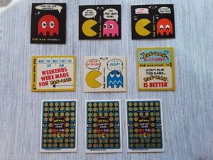 Lot of Vintage 1980 Fleer Pac-Man Stickers (6) Rub Off Game (3) Very Nice 
