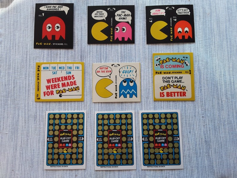 Lot of Vintage 1980 Fleer Pac-Man Stickers (6) Rub Off Game (3) Very Nice 